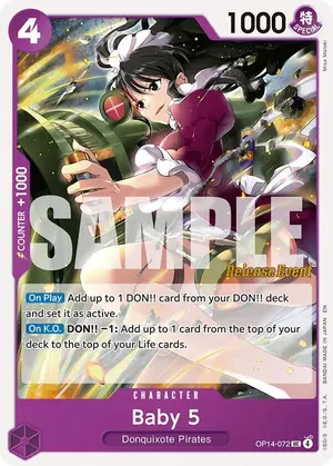 Carta Baby 5 OP14-072, versión Promo