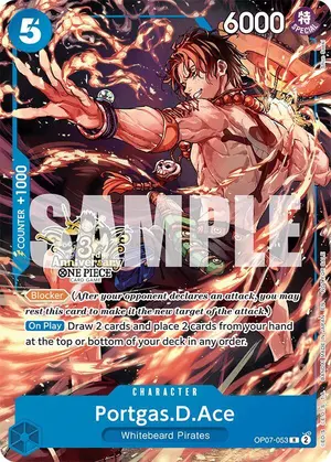 Carta Portgas.D.Ace OP07-053, versión Arte alternativo