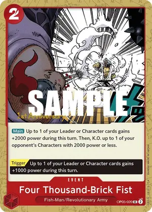 Carta Four Thousand-Brick Fist OP05-020, versión Promo