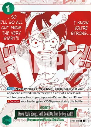 Carta I Know You're Strong... So I'll Go All Out from the Very Start!!! OP13-040, versión Arte alternativo