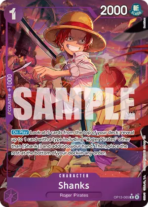 Carta Shanks OP13-065, versión Arte alternativo