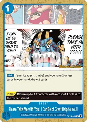Carta Please Take Me with You!! I Can Be of Great Help to You!! OP14-059, versión Promo