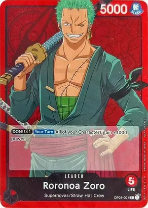 Carta Roronoa Zoro OP01-001, versión Promo
