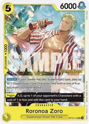 Carta Roronoa Zoro OP12-113, versión Promo