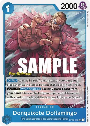 Carta Donquixote Doflamingo OP02-056, versión Promo