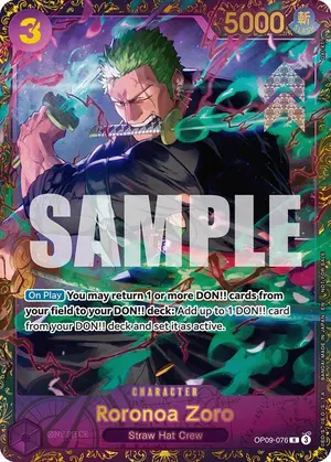 Carta Roronoa Zoro OP09-076, versión Arte alternativo