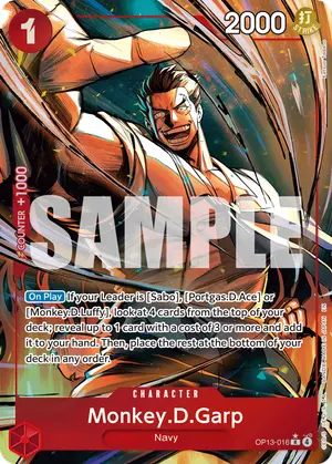 Carta Monkey.D.Garp OP13-016, versión Arte alternativo