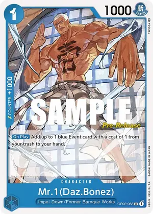 Carta Mr.1(Daz.Bonez) OP02-063, versión Promo