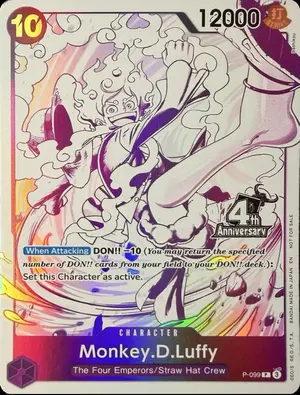 Carta Monkey.D.Luffy P-099, versión Arte alternativo