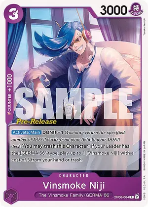 Carta Vinsmoke Niji OP06-064, versión Promo