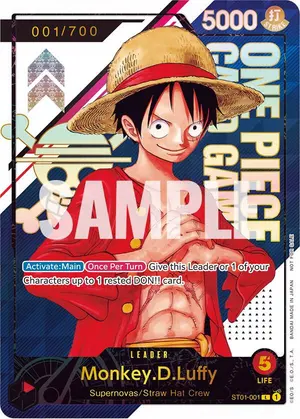 Carta Monkey.D.Luffy ST01-001, versión Arte alternativo