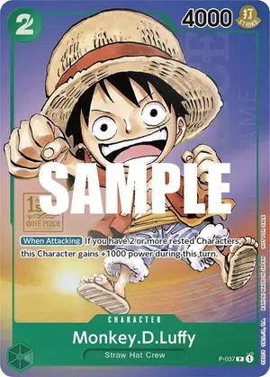 Carta Monkey.D.Luffy P-037, versión Promo