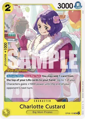 Carta Charlotte Custard OP08-103, versión Promo