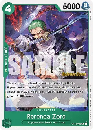 Carta Roronoa Zoro OP12-036, versión Promo