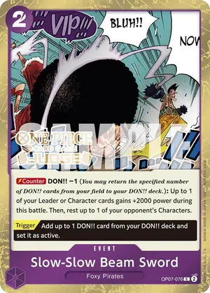 Carta Slow-Slow Beam Sword OP07-076, versión Promo