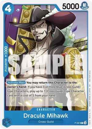 Carta Dracule Mihawk P-081, versión Promo