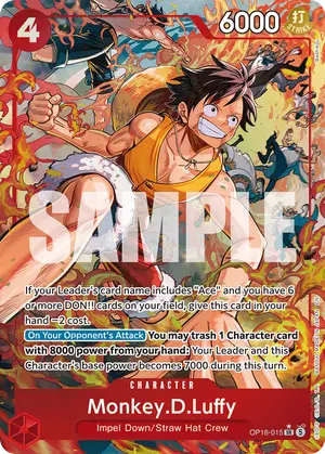 Carta Monkey.D.Luffy OP16-015, versión Arte alternativo