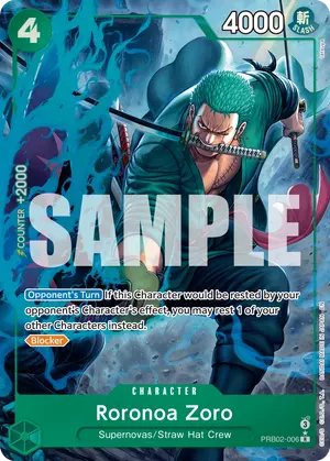 Carta Roronoa Zoro PRB02-006, versión Arte alternativo