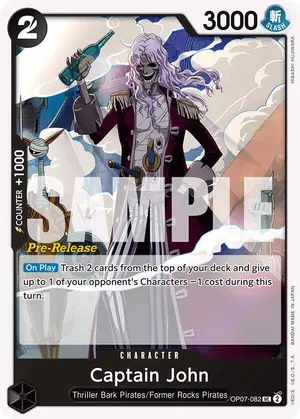 Carta Captain John OP07-082, versión Promo