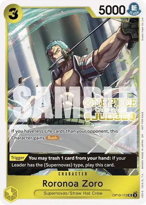 Carta Roronoa Zoro OP10-113, versión Promo