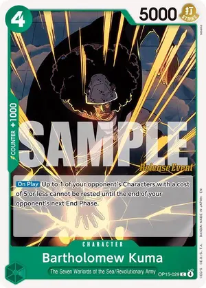 Carta Bartholomew Kuma OP15-029, versión Promo