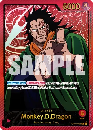 Carta Monkey.D.Dragon OP07-001, versión SP