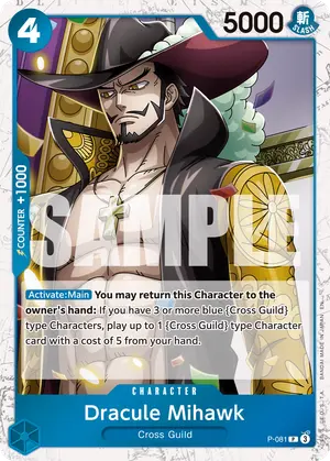 Carta Dracule Mihawk P-081, versión Normal