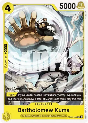 Carta Bartholomew Kuma OP09-108, versión Promo