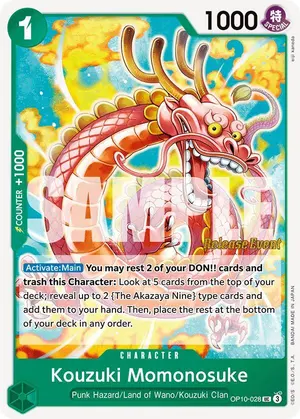 Carta Kouzuki Momonosuke OP10-028, versión Promo