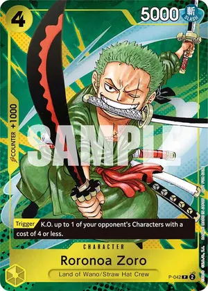 Carta Roronoa Zoro P-042, versión Promo