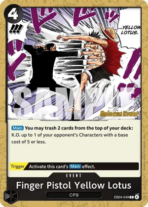 Carta Finger Pistol Yellow Lotus EB04-049, versión Promo