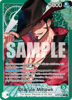Carta Dracule Mihawk OP14-020, versión Arte alternativo