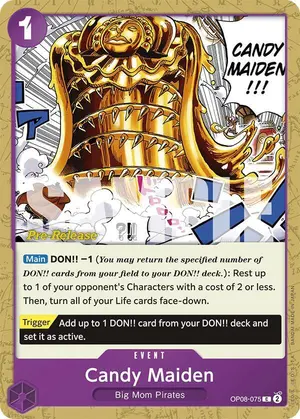 Carta Candy Maiden OP08-075, versión Promo