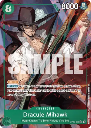Carta Dracule Mihawk OP12-030, versión Arte alternativo
