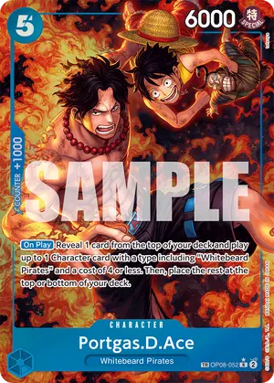Carta Portgas.D.Ace OP08-052, versión Treasure Rare