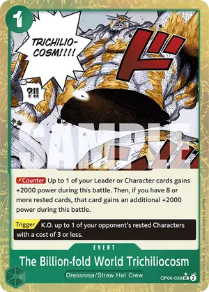 Carta The Billion-fold World Trichiliocosm OP06-038, versión Normal