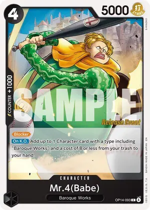 Carta Mr.4(Babe) OP14-093, versión Promo