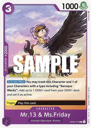 Carta Mr.13 & Ms.Friday OP04-073, versión Promo