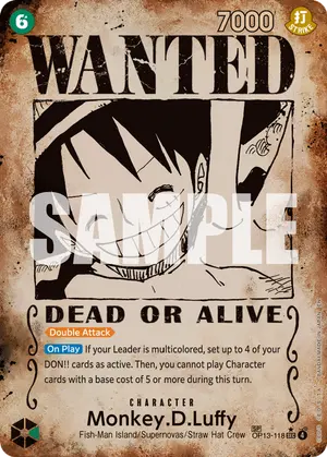 Carta Monkey.D.Luffy OP13-118, versión SP