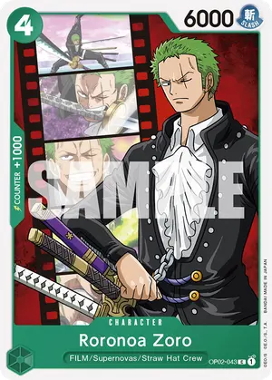 Carta Roronoa Zoro OP02-043, versión Normal