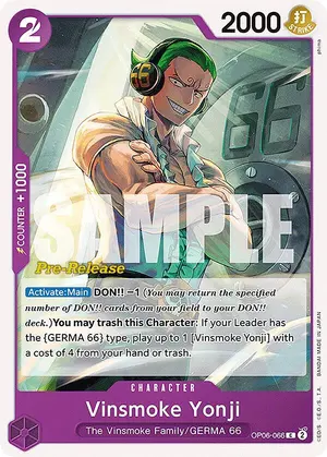 Carta Vinsmoke Yonji OP06-066, versión Promo