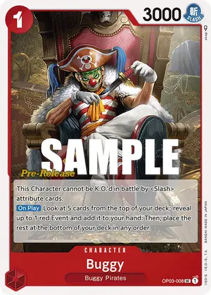 Carta Buggy OP03-008, versión Promo