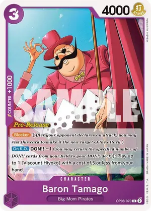 Carta Baron Tamago OP08-070, versión Promo