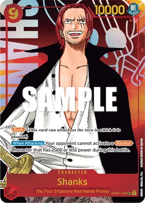 Carta Shanks OP01-120, versión Arte alternativo