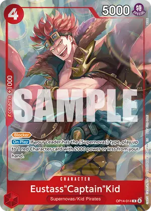 Carta Eustass"Captain"Kid OP14-014, versión Promo