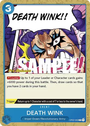 Carta DEATH WINK OP02-069, versión Promo