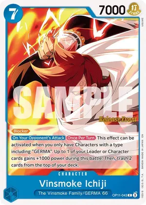Carta Vinsmoke Ichiji OP11-043, versión Promo