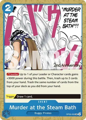 Carta Murder at the Steam Bath OP09-059, versión Promo