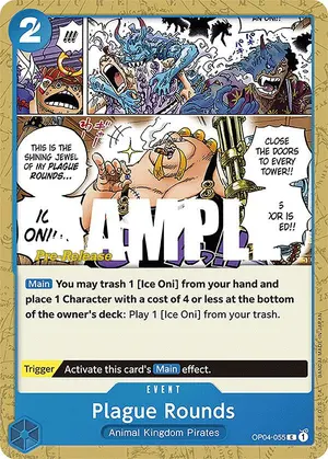 Carta Plague Rounds OP04-055, versión Promo