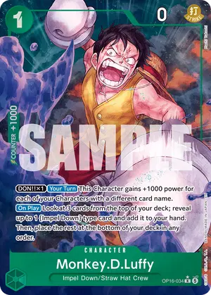 Carta Monkey.D.Luffy OP16-034, versión Arte alternativo